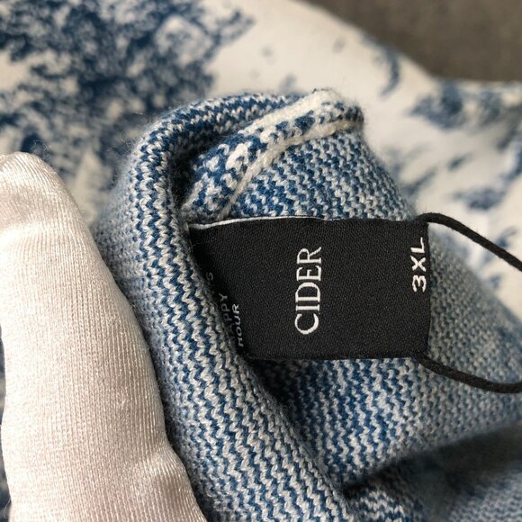 NWT Cider Toile de Jouy Knit Tank Sweater Dress 3XL White Blue Cami Midi - Picture 7 of 11